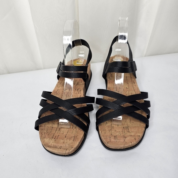 B.O.C Comfort Black Strappy Sandals Cork Footbed Size 8 - Picture 4 of 9